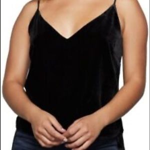 NWT Good American Black Velvet V Neck Cami Size 3